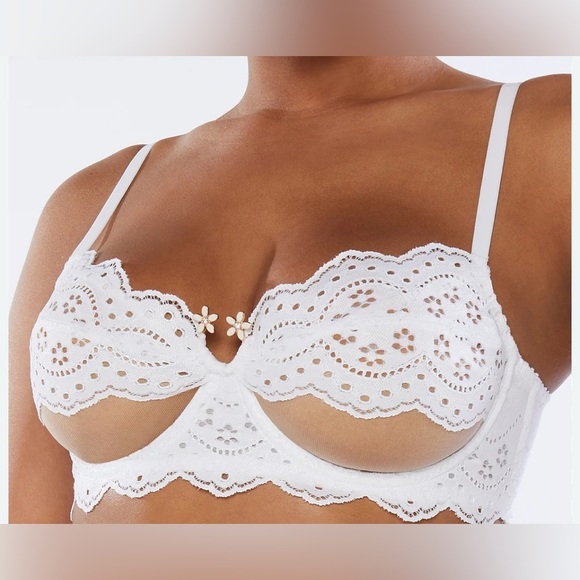 Savage X Fenty Other - SAVAGE X FENTY BOMBSHELL BRODERIE UNLINED LACE BALCONETTE BRA, FLORAL; 36DD